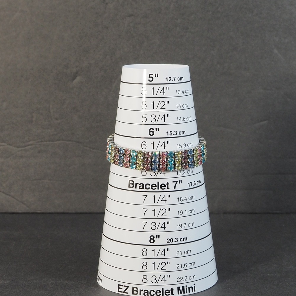 Quartz Watch Stretch Bracelet Matched Set Silver Tone Pastel Rainbow Rhinestone - Picture 7 of 12